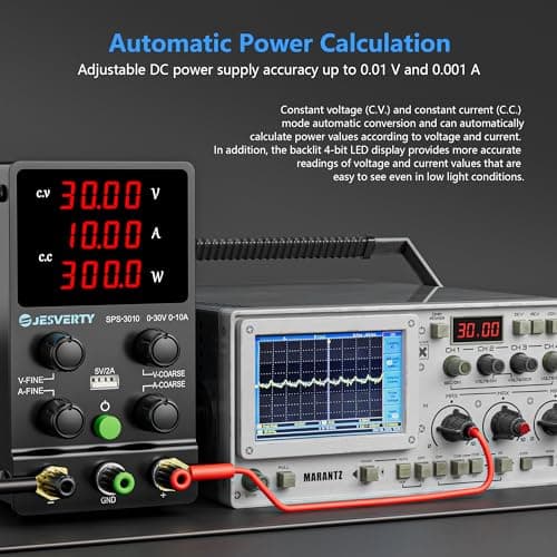 Jesverty DC Power Supply Variable, 0-30V 0-10A Adjustable Switching DC Regulated Bench Power Supply with High Precision 4-Digit LED Display, 5V/2A USB Port, Coarse and Fine Adjustment SPS-3010 — view 4