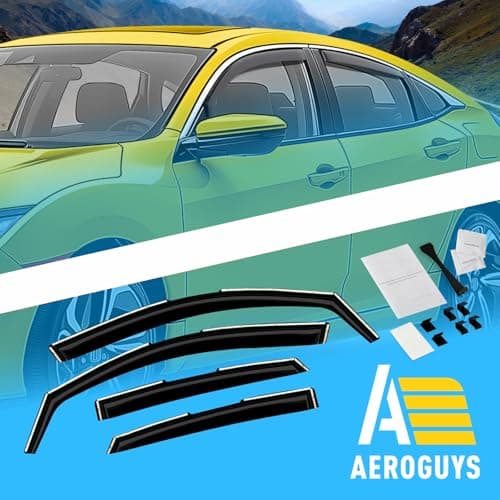 Extra Durable Window Deflectors in-Channel Window Visors Rain Guards Fit for Honda Civic 2016-2021 Sedan, Sun Visors, Wind Vent for Shades, Exterior Car Accessories - 4 pcs. AG0351 — view 7