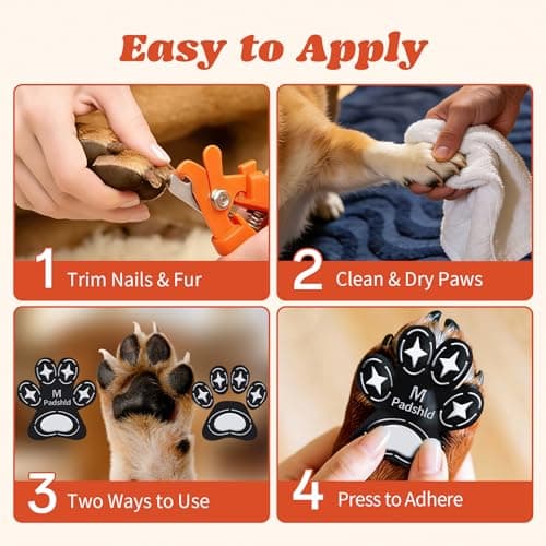 Padshld Dog Paw Protectors, Anti Slip Paw Pads for Dogs - Traction Grips for Senior Dogs & Puppies on Hardwood Floors, Paw Stickers for Dog Feet with Secure Grip 6 Sets (24 Pcs) S — view 5