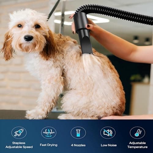 EGFKI Dog Dryer, 5.2HP/ 3800W Pet Grooming High Velocity Force Blower with 4 Nozzles, Adjustable Speed and Temperature Dog Hair Dryers for Grooming — view 4