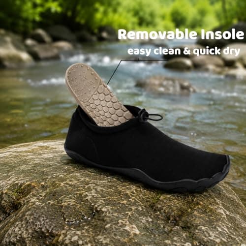 WHITIN Mens Water Shoes for Women Unisex Aqua Sneakers Black M12/W14 — view 4