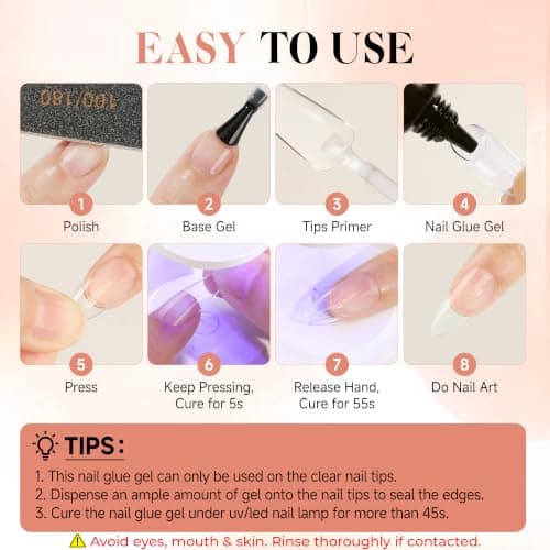 UNA GELLA Gel Nail Glue, Solid Nails Gl ue Gel 40g Lamp Curing Needed Soak Off G LUE Strong Nail G LUE G el for Acrylic Fake Nails Tips Extension Press On Nails for Gelly Tips — view 5