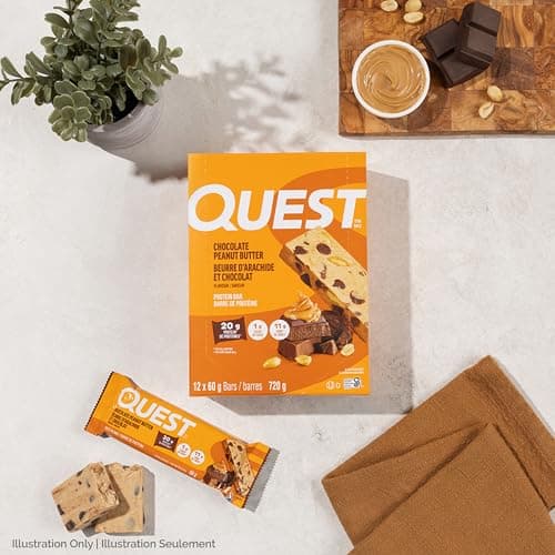 Quest Nutrition Chocolate Peanut Butter Flavored Protein Bar, High Protein, High Fibre, Low Sugar, 20g Protein, Gluten Free, 4ct — view 4