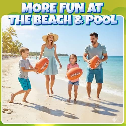 KiddieLoot Inflatable Football Beach Balls (6 Pack) - 16-Inch Durable Beach Balls for Kids, Summer Pool Toys, Football Party Favors, Sports Theme Decorations, Giveaways — view 5