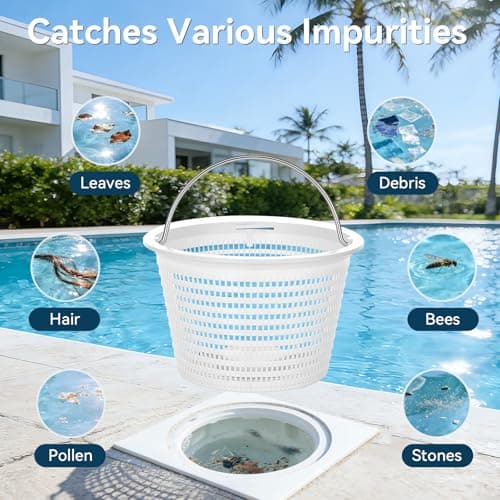 Monitok Pool Skimmer Basket for Inground Pools, Heavy-Duty with 316 Stainless Steel Handle & Built-in Weight, Compatible with Hayward SP1070/SP1070E Pool Basket and Pentair U-3 Skimmer Basket — view 4