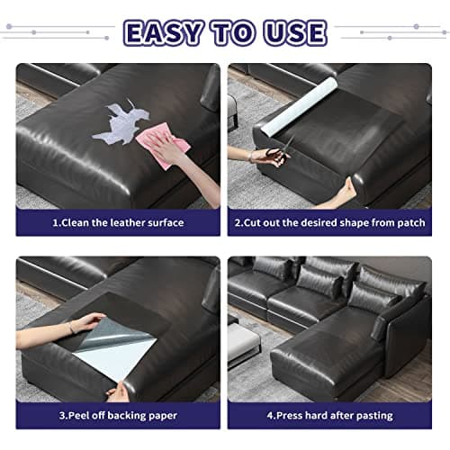 Besezx Leather Repair Patch Tape Kit, Self-Adhesive, 30"x16", Classic, Black, Rectangular, Vehicle, Repair Kit — view 4