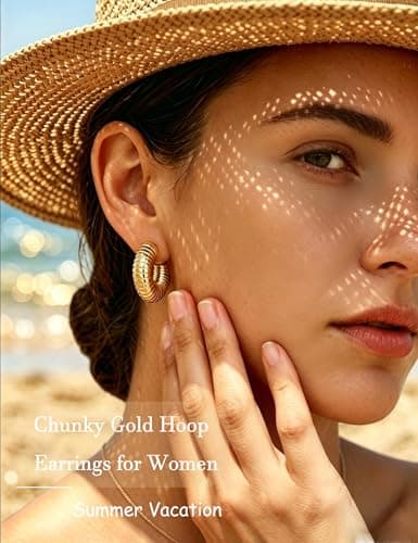 16 Pairs Starfish Chunky Gold Hoop Earrings Set for Women, Beach Shell Style Stack Statement Earrings, Hypoallergenic Lightweight Gold Plated Trendy Summer Jewelry Gift