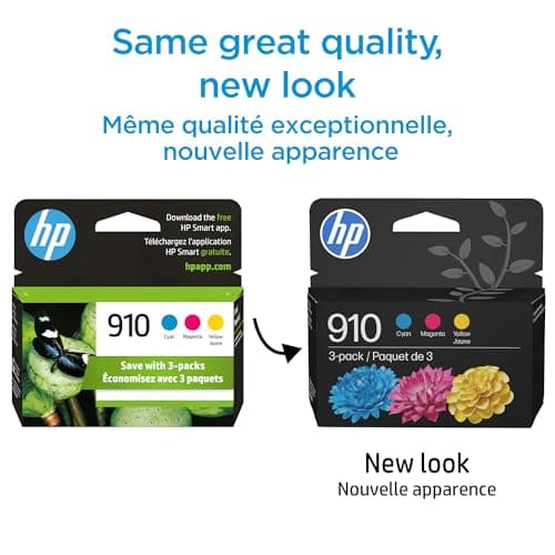 Original HP 910 Cyan, Magenta, Yellow Ink Cartridges (3-Pack) | Works with HP OfficeJet 8018, 8022; HP OfficeJet Pro 8020, 8025, 8035| Eligible for Instant Ink | 3YN97AN — view 3