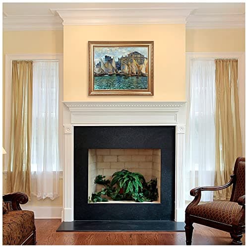 The Museum at Le Havre by Claude Monet Framed Size:36x30 inches,Image Size:30x24 inches World Classic Reproductions For HomeDecor,Wide Gold Frame — view 4