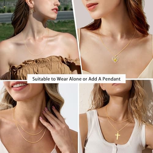 Jewlpire 18k Gold Plated Chain Necklace for Women, 1.1mm Cable Chains 18K Gold Plated Chain for Women Shiny & Sturdy Women's Chains Necklace, 18 Inches — view 4