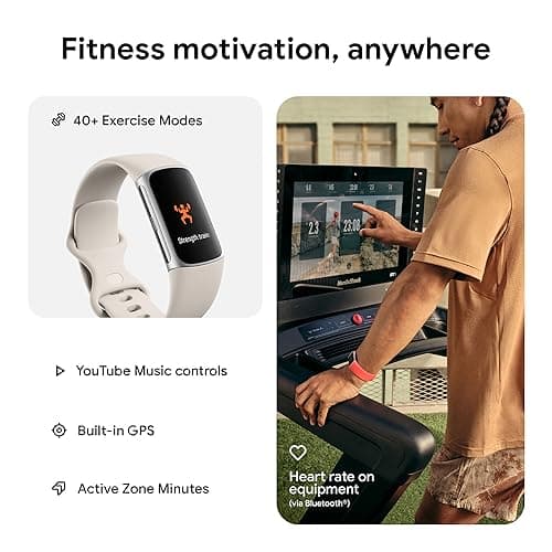 Google Fitbit Charge 6 Advanced Health and Fitness Tracker with Built-in GPS, Stress Management Tools, Sleep Tracking, 24/7 Heart Rate and more -- Silver/White — view 3