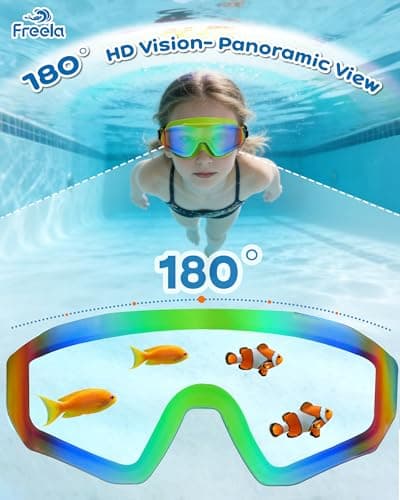 Freela 2 Pack Kids Swim Goggles for 6-14 8-12 8-14 4-7, Water Pool Swimming Goggles Anti-Fog 180° Wide View UV Protection, Soft Silicone Layer Waterproof No Leak Glasses for Youth Boys Girls — view 3