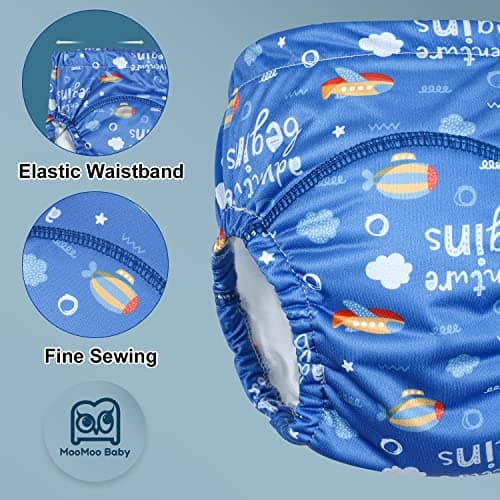 MooMoo Baby Waterproof Training Pants Training Underwear 6 Packs Absorbent Toddler Training Underpants for Potty Boys 3T Blue — view 5