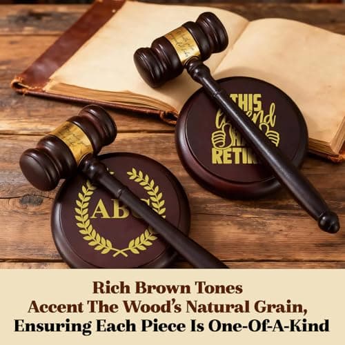 UIDMEN Personalized Judge Gavel and Sound Block Set, Wooden Gavel Set, Custom Engraved Name and Text, Gift for Lawyers, Judges, Chairmen, Retirement Law School Graduation Birthday Xmas Gifts — view 4