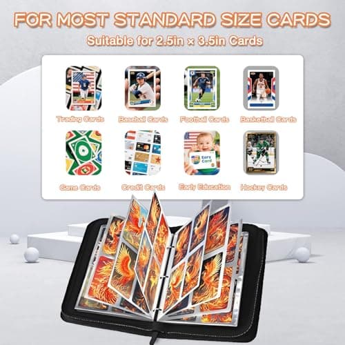 Ayehe Trading Card Binder 4 Pocket, Fits 400 Cards with 50 Removable Sleeves, Portable TCG Album Folder for Standard Size Game Cards, Sports Card Holder Book for Collectors, Glacial Alpha — view 3