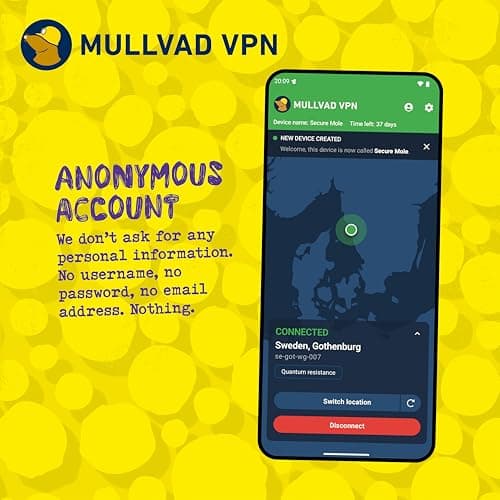 Mullvad VPN | 12 Months for 5 Devices | No-Log Security VPN Service | Protect Your Privacy — view 2
