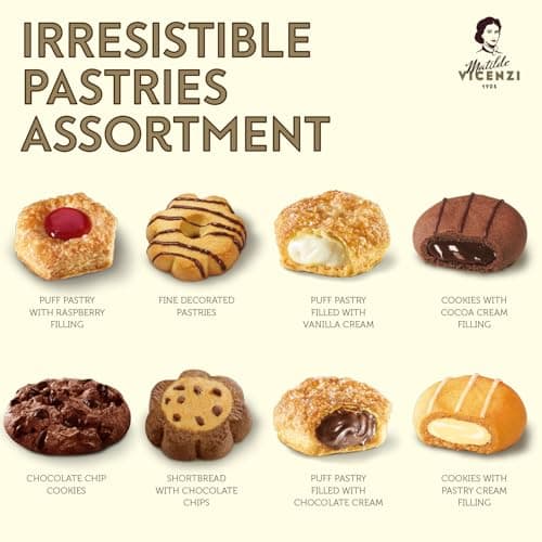 Matilde Vicenzi Roma Cookie Tin - Italian Pastries & Cookies in Individually Wrapped Trays - Bakery Dessert Gifts For Hosts, Birthdays and Every Occasion - Puff Pastry, Assorted Cookies in Italian Design Gift Tin 32.5oz (920g)