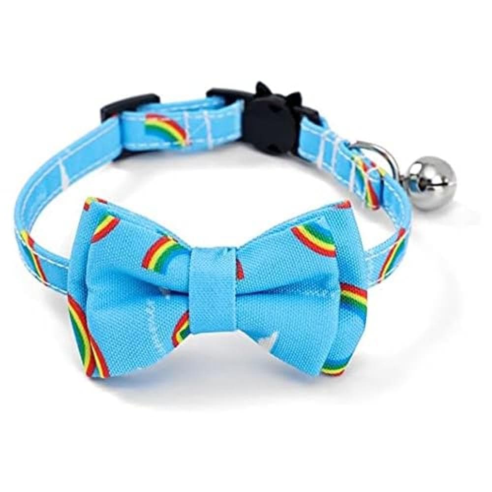 Bowtie Cat Collars with Bell | Safe Quick Release Breakaway Buckle | ZACAL Cat Collars (Pink, Beige & Blue) — view 8
