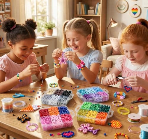 4800PCS Pony Beads Bulk, 24 Colors Kandi Beads 6x9mm Large Hole for Friendship Bracelets, Jewelry Making, Hair Braiding, DIY Art Craft Gifts - Shockproof Protective Gift Packaging — view 3