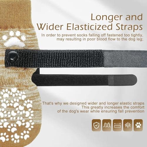 EXPAWLORER Anti Slip Dog Socks to Prevent Licking Paws, Dog Shoes for Hot Pavement, Dog Booties for Small Medium Large Senior Dogs, Traction Control Boots & Paw Protectors for Hardwood Floors — view 3
