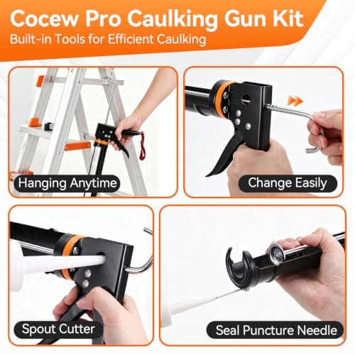 Caulk Gun Kit, Smooth Silicone Caulking Gun and Caulk Remover Tool, Sealant Finishing Tool Grout Scraper for Kitchen Bathroom Window Sink Joint, All in One with Gift Box — view 2
