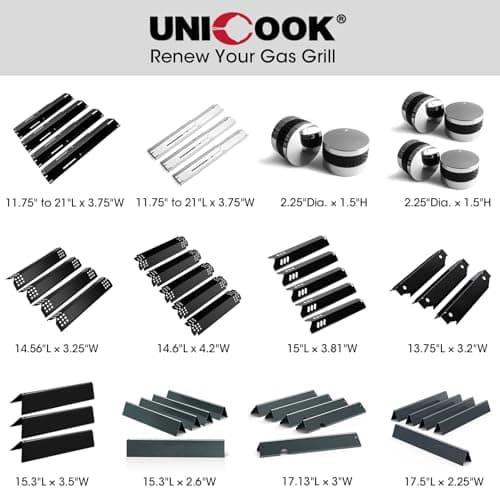 Unicook Heavy Duty Adjustable Porcelain Grill Heat Plate Shield, Heat Tent, Burner Cover, Flame Tamer, Flavorizer Bar for Gas Grill, Extends from 11.75" L up to 21" L, 4 Pack — view 6