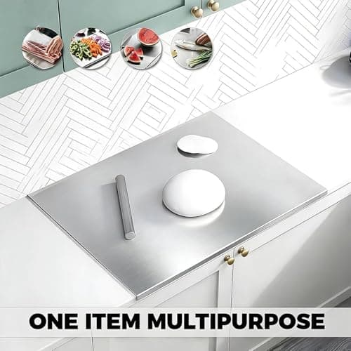 Stainless Steel Cutting Board with Lip, Premium 2026 New Large Durable Multifunctional, Steel Chopping Boards for Kitchen for Home Chef Food Prep Countertop (40cm*60cm) — view 3