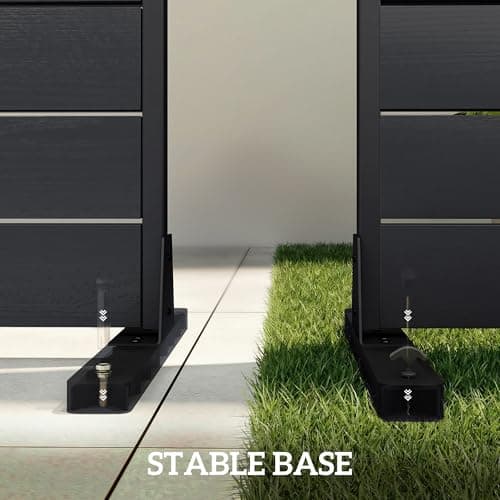 Outsunny Outdoor Privacy Screen, 47.2" W x 68.5" H HDPE Decorative Screen Panel with Stand and 6 Panels, Freestanding Privacy Panel for Indoor Outdoor, Patio Balcony Office, Black — view 3