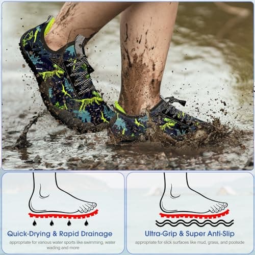 CROVA Built-in Heel Grips Water Shoes for Kids Girls Boys Hiking Shoes Wide Barefoot Swim Beach Pools Slip-On Quick Dry Lightweight for Big Little Kids Toddler — view 2