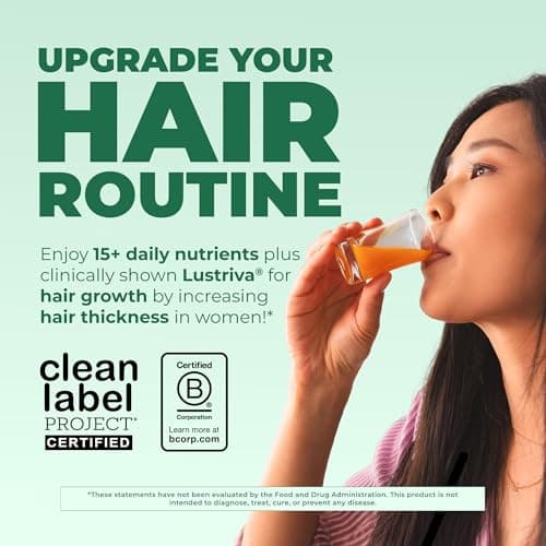 MARYRUTH'S Liquid Multivitamin + Hair Growth | Clinically Tested in Women for Thicker Hair & Facial Wrinkles | Biotin 10000mcg | Lustriva Hair Growth Supplements | Skin Care | Ages 18+ | 15.22 Fl Oz