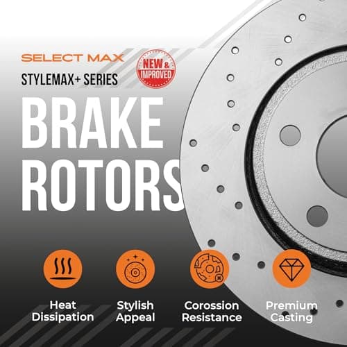 MAX Advanced Brakes - Front Brake Kit For 2015-2023 Nissan Murano, 2013-2020 Nissan Pathfinder, Infiniti QX60| Carbon Ceramic Brake and Rotor Kit| Cross-Drilled Brake Rotors — view 5