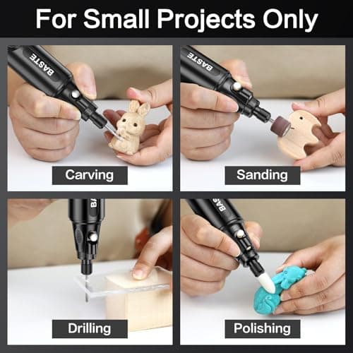 BASTE Mini Cordless Rotary Tool 4V, 5-Speed Rotary Tool Kit with 109 Accessories, Type-C Charging Power Rotary Tool for Etching & Engraving, Sanding, Drilling, Polishing, DIY Crafts(Black) — view 6