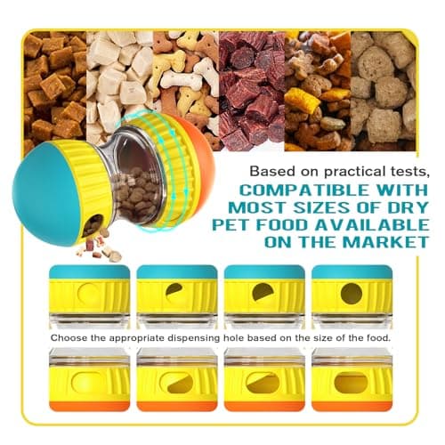 BSISUERM Dog Treat Dispensing Puzzle Toy Adjustable Food Dispenser Slow Feeder Puppy Enrichment Rolling Ball Pet Interactive Chase Toys Stimulating Game for Small Medium Dogs Gift to Keep Them Busy — view 2