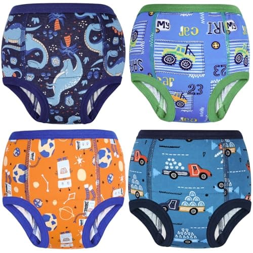 MooMoo Baby Cotton Potty Training Underwear 4 Packs Absorbent Reusable Training Pants for Boys 2T