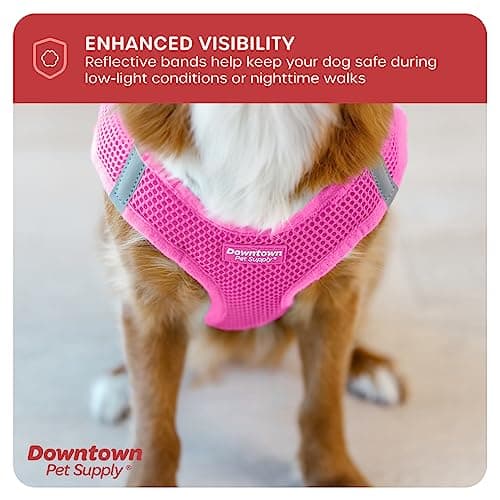 Downtown Pet Supply Step in Dog Harness for Small Dogs No Pull, Medium, Pink - Adjustable Harness with Padded Mesh Fabric and Reflective Trim - Buckle Strap Harness for Dogs — view 7