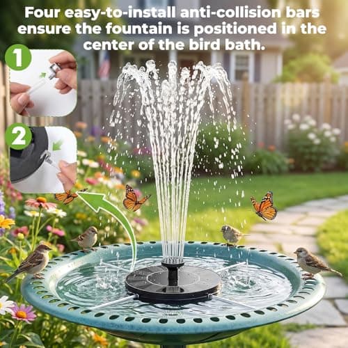 AISITIN Solar Fountain, Solar Bird Bath Fountains Pump with 6 Nozzles, 2026 Upgraded Free Standing Floating Solar Powered Water Fountain Pump for Bird Bath, Garden, Pond, Pool and Outdoor — view 5