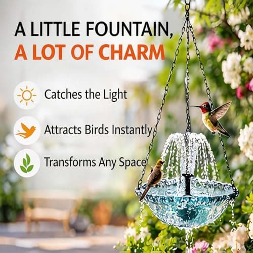 Solar Powered Hanging Bird Bath Fountain, 3-Tier Cascade Solar Water Fountain with Integrated Solar Panel, Upgraded Water Pump for Garden, Patio, Outdoor Bird Decor (Blue, Set A) — view 3
