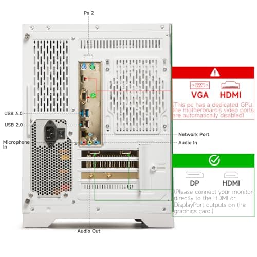 WIWB Gaming PC Desktop Computer - Ryzen 5 5500, Radeon RX 6500XT 4GB, 16GB DDR4 RAM, 512GB NVME SSD, Prebuilt Tower for 1080P Gaming, Streaming, School & Home Office (White) — view 5