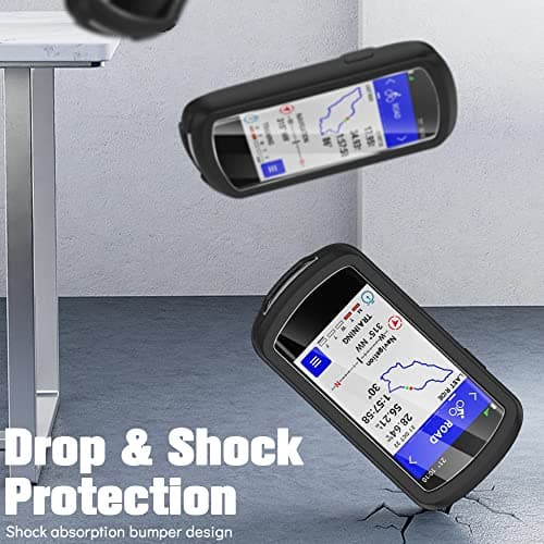Ermorgen Silicone Case Compatible with Garmin Edge 1040/1040 Solar Case + 2 Tempered Glass Screen Protectors, Soft Silicone Case, All-Inclusive Shockproof Protection - Black — view 3