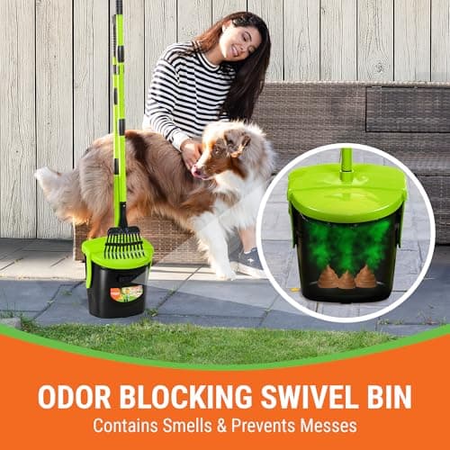 Pupzle Dog Pooper Scooper with Bag Attachment, 40" Long Handle Pooper Scooper for Large Dogs Heavy Duty, Metal Dog Poop Scoop for Yard, Large Capacity Bin and Rake with 100 Refill Bags for Dogs — view 3