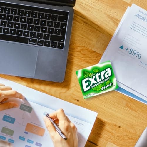 Extra Gum Spearmint Sugarfree Gum Bulk, Individually Wrapped, Perfect for Long Lasting Fresh Breath at School, Work & Travel 15 Count, Pack of 10 — view 7