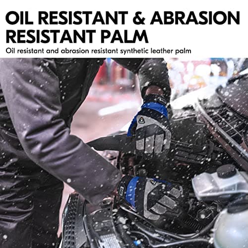 Vgo 1Pair -20℃/-4°F Winter Leather Work Gloves, Cold Weather Waterproof Safety Work Gloves,Cold Storage or Freezer Use,w/3M Thinsulate Lining(M,Black with Gray,SL7721FW) — view 4