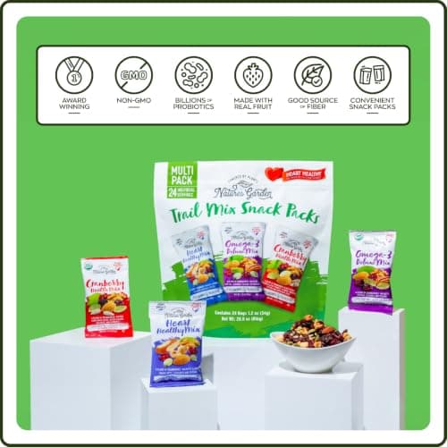 Nature's Garden Healthy Trail Mix Snack Packs – Mixed Nuts, Heart Healthy Nuts, Omega-3 Rich, Cranberries, Pumpkin Seeds, Perfect For The Entire Family – 816g Bag (24 Individual Servings) — view 5