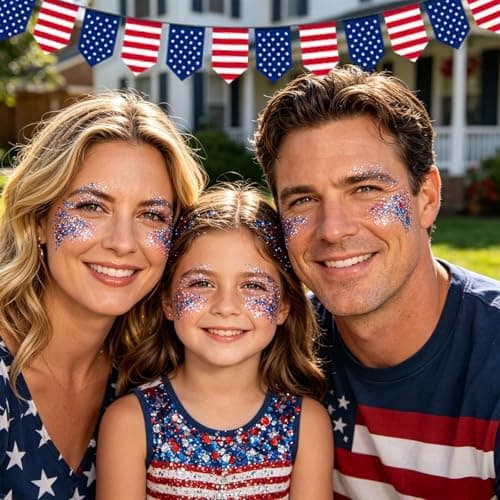 4th of July Glitter Stick Patriotic Hair Glitter Body Glitter face Glitter 4th of July Outfits for Women Fourth of July Outfit Women 4th of July Fourth of July Decorations，Red White and Blue X1 — view 2