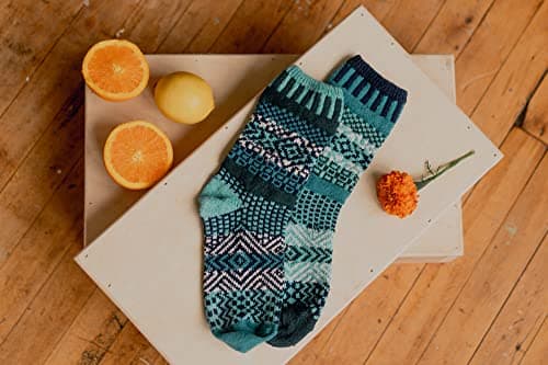 Solmate Socks - Mismatched Crew Socks; Made in USA; Evergreen Medium — view 2