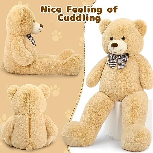 MaoGoLan Giant Teddy Bear 4 Feet,Adorable and Cuddly Big Bear Stuffed Animal 47", Classic Teddy Bear Plush Gift Decoration for Baby Shower,Party,Birthday,Valentines Day,Tan — view 2