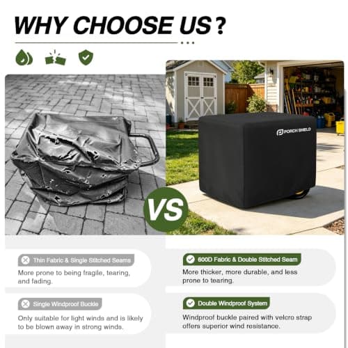 Porch Shield Waterproof Universal Generator Cover 32 x 24 x 24 inch - for Most Generators 5000-10000 Watt, Black — view 4
