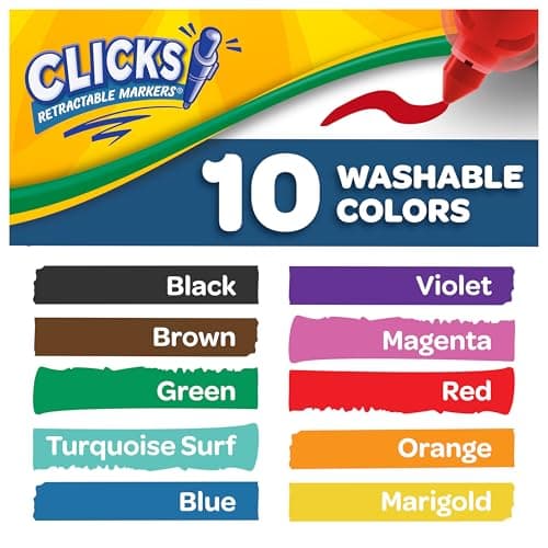 Crayola Clicks Retractable Tip Markers (10ct), Washable Cone Tip Art Marker Set, Cute Aesthetic School Supplies, Classroom Must Haves, Ages 3+ — view 8
