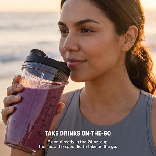 Ninja Nutri-Blender Pro with Auto-iQ | For Smoothies, Shakes, Frozen Drinks, Salsa, Dips | (2) 24-oz. To-Go Cups & Spout Lids | 1100-Peak-Watt | Silver | BN401 — view 5