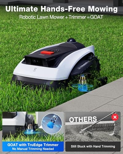 ECOVACS Goat O1000 LiDAR PRO Robot Lawn Mower, Wire-Free Mapping with LiDAR Navigation, AI Obstacle Avoidance, Built-in TruEdge Edge Trimmer, App Control, for Lawns Up to 1/4 Acre